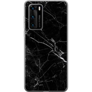 Huawei P40 Läpinäkyvä Puhelinkotelo Svart marmor