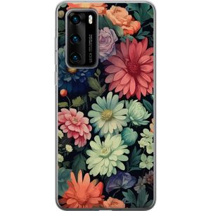 Huawei P40 Läpinäkyvä Puhelinkotelo Färglada blommor