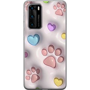 Huawei P40 Läpinäkyvä Puhelinkotelo Fluffiga Tassar