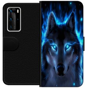Huawei P40 Pro Sort Lommebokdeksel Blå Varg