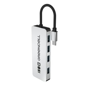 Greencell Basic USB-C -keskitin 4 x USB-A 3.0 -liitäntään, 5 Gb/s