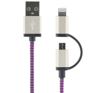 STREETZ 2 i 1 lightning & micro cable , Fabric, MFi, 1m, Purple