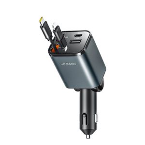 Joyroom 4-i-1 billaddare 30W med utdragbara USB-C/Lightning-kablar