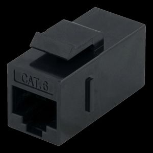 Cat6 keystone-koppling svart, 2xRJ45, oavskärmad, 180 grader
