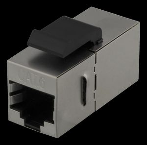 Cat6 Keystone coupler, skärmad, 2xRJ45, silver