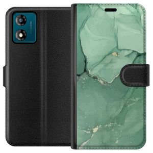 Motorola Moto E13 Musta Lompakkokotelo Grön Marmor