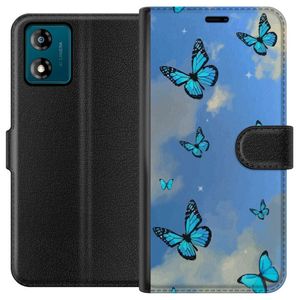 Motorola Moto E13 Musta Lompakkokotelo Himlen med fjärilar