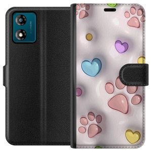 Motorola Moto E13 Musta Lompakkokotelo Fluffiga Tassar