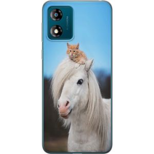 Motorola Moto E13 Gjennomsiktig Telefondeksel Katt och Häst