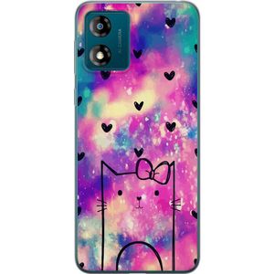 Motorola Moto E13 Transparent Mobilskal Katt på moln