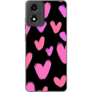 Motorola Moto E14 Gennemsigtigt Telefoncover Hjärtan Stora