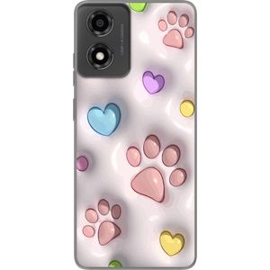 Motorola Moto E14 Läpinäkyvä Puhelinkotelo Fluffiga Tassar