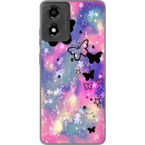 Motorola Moto E14 Läpinäkyvä Puhelinkotelo Flygande fjärillar