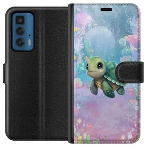 Motorola Edge 20 Pro Musta Lompakkokotelo Simmande Sköldpadda