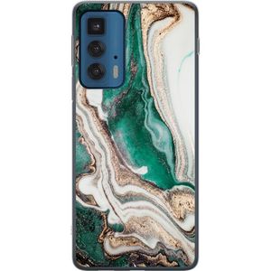 Motorola Edge 20 Pro Läpinäkyvä Puhelinkotelo Grön / Guld marmor