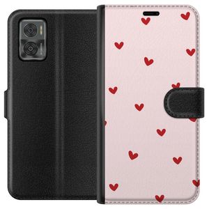 Motorola Moto E22i Sort Lommebokdeksel Små Hjärtan