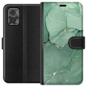 Motorola Moto E22i Sort Tegnebogsetui Grön Marmor