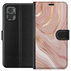 Motorola Moto E22i Sort Tegnebogsetui Ljusrosa marmor