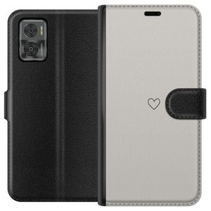 Motorola Moto E22i Sort Tegnebogsetui Grått hjärta