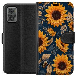 Motorola Moto E22i Sort Tegnebogsetui Solrosor