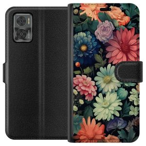 Motorola Moto E22i Sort Lommebokdeksel Färglada blommor