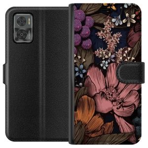 Motorola Moto E22i Sort Lommebokdeksel Tecknade blommor