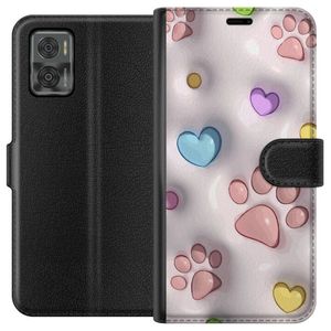 Motorola Moto E22i Sort Lommebokdeksel Fluffiga Tassar