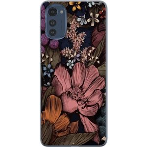 Motorola Moto E32s Transparent Mobilskal Tecknade blommor