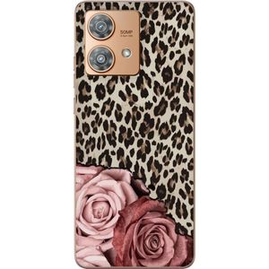 Motorola Edge 40 Neo Gjennomsiktig Telefondeksel Leopardrosor