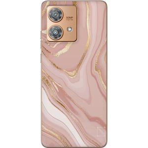 Motorola Edge 40 Neo Gjennomsiktig Telefondeksel Ljusrosa marmor