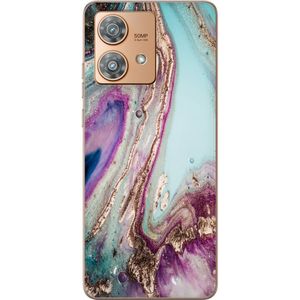 Motorola Edge 40 Neo Transparent Mobilskal Lila marmor