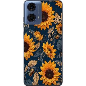 Motorola Moto G04 Transparent Mobilskal Solrosor