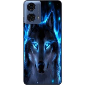 Motorola Moto G04 Transparent Mobilskal Blå Varg