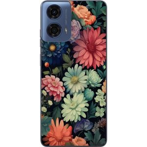 Motorola Moto G04 Transparent Mobilskal Färglada blommor