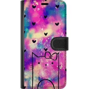 Motorola Moto G15 Sort Lommebokdeksel Katt på moln