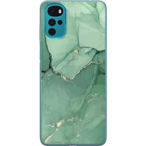 Motorola Moto G22 Transparent Mobilskal Grön Marmor