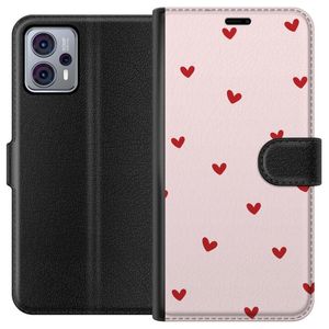 Motorola Moto G23 Svart Plånboksfodral Små Hjärtan