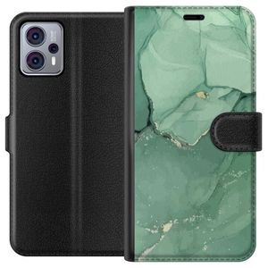 Motorola Moto G23 Svart Plånboksfodral Grön Marmor