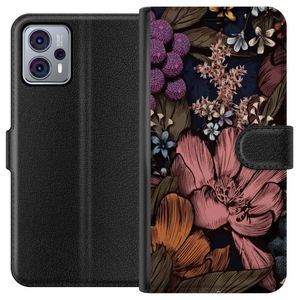 Motorola Moto G23 Svart Plånboksfodral Tecknade blommor