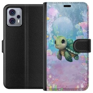 Motorola Moto G23 Svart Plånboksfodral Simmande Sköldpadda