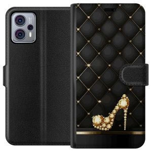 Motorola Moto G23 Svart Plånboksfodral Lyxig Sko