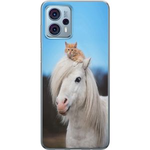 Motorola Moto G23 Transparent Mobilskal Katt och Häst