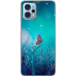 Motorola Moto G23 Transparent Mobilskal Blå fjäril