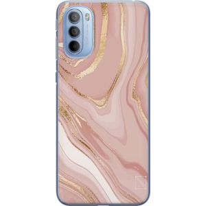 Motorola Moto G31 Gennemsigtigt Telefoncover Ljusrosa marmor