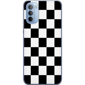 Motorola Moto G31 Transparent Mobilskal Svart och Vitt