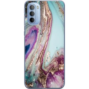 Motorola Moto G31 Transparent Mobilskal Lila marmor