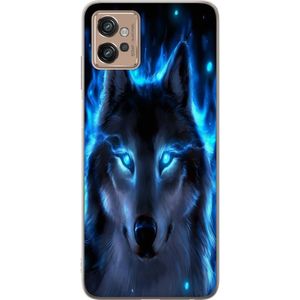 Motorola Moto G32 Transparent Mobilskal Blå Varg