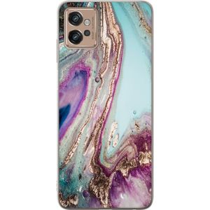 Motorola Moto G32 Transparent Mobilskal Lila marmor