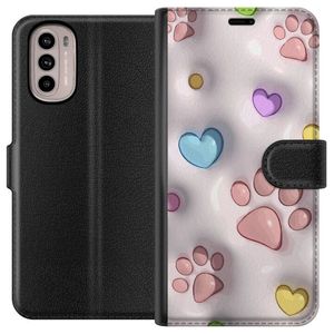 Motorola Moto G41 Svart Plånboksfodral Fluffiga Tassar