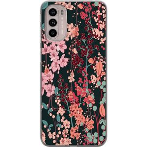 Motorola Moto G41 Transparent Mobilskal Blommor